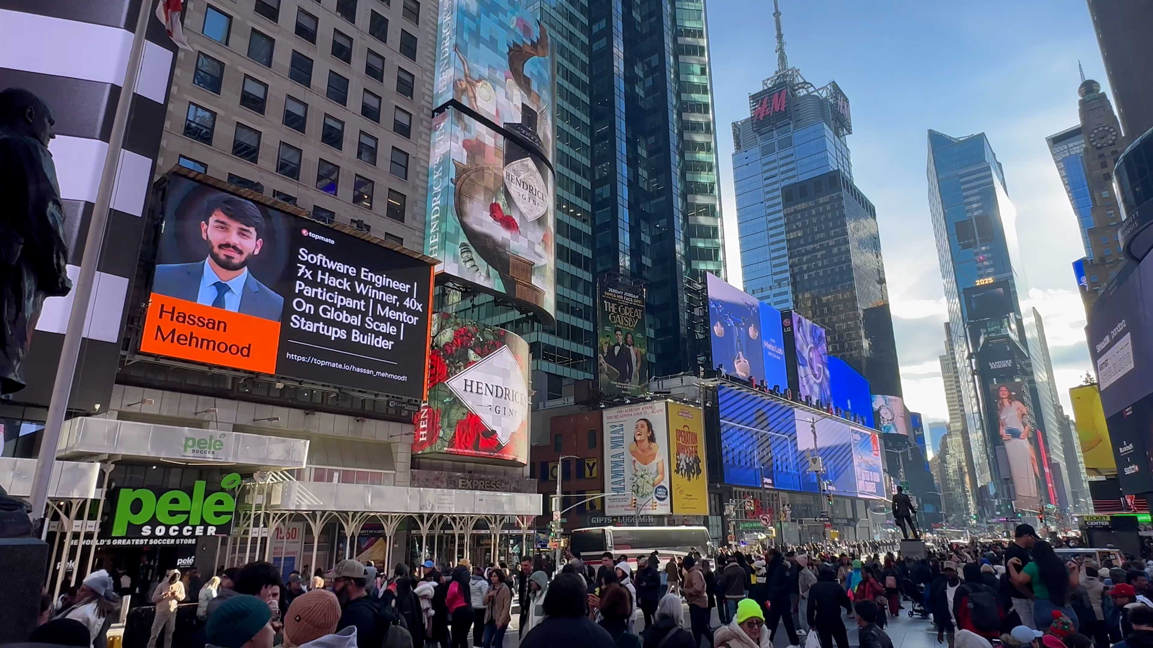 Times Square NYC Billboard featuring Hassan Mehmood - Wide Shot